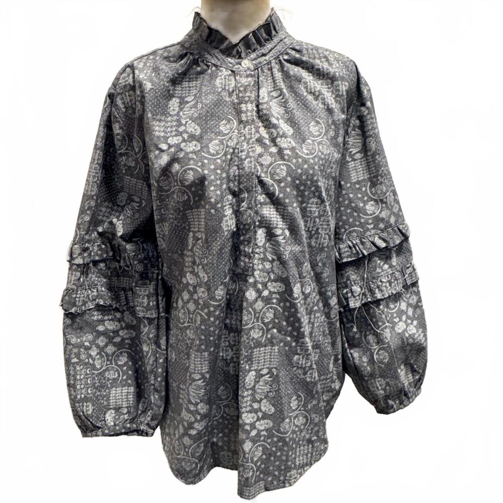 Dylan Boho Victorian Cottage Poet Shirt Blouse Ruffled L